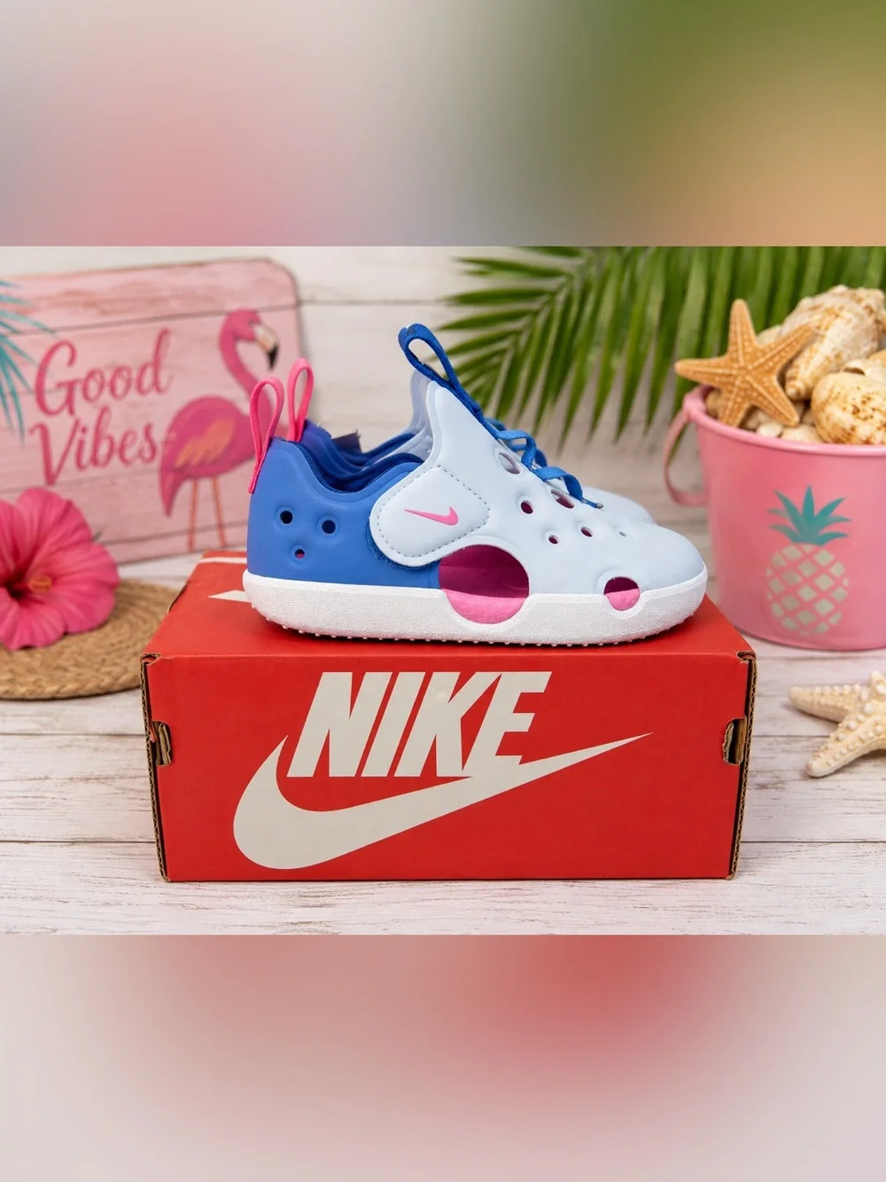 Nike Kids Sunray Protect 2 Water Shoes Blue Pink White Size 8C New in Box